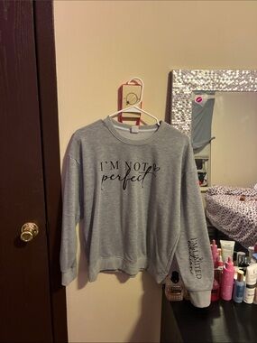 Grey 'I'm Not Perfect' Graphic Sweatshirt